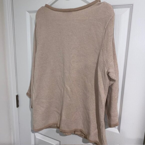 Woman's Khaki/White Zip Up Cardigan - Size XL - Picture 6 of 9